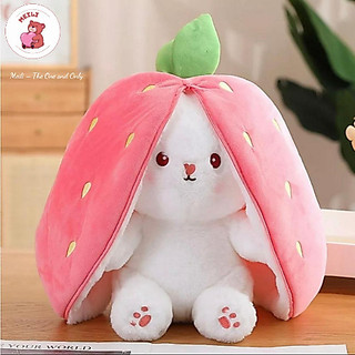 ( TẶNG QUÀ SET 10 KHẨU TRANG ) Gấu Bông Nhỏ Hình Thỏ Lốt Dâu 2 Trong 1, Vải Mềm Mịn, Nhập Khẩu, Quà Tặng Dễ Thương MEILI