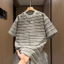 Áo thun nam ngắn tay cổ tròn VN, phong cách cổ điển, vải chất lượng cao, họa tiết sọc Jacquard kiểu Mỹ, thích hợp cho trang phục hợp thời trang mùa hè, giúp sửa đổi hình dạng cơ thể của bạn.