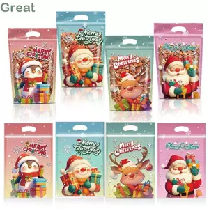 TUYỆT VỜI 50 Túi Quà Giáng Sinh, Phim Hoạt Hình Ông Già Noel Hươu Nhiều Màu Túi Bao Bì Giáng Sinh, Hỗn Hợp Bánh Quy Đồ Ăn Nhẹ Với Dây Kéo Tự Dán Cây Giáng Sinh Túi Kẹo Người Tuyết