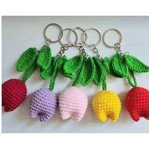 Móc Khoá Hoa Tulip / Hoa Linh Lan / Hoa Đậu Bắp, Móc Khoá Len Handmade