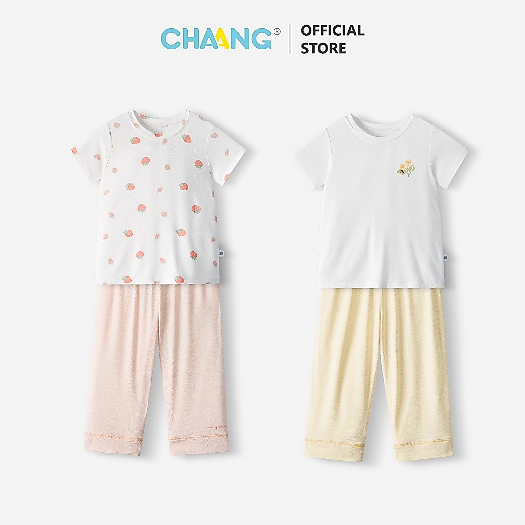 [CHAANG 24M-7Y] Bộ áo cộc quần dài cổ tròn dáng suông rộng rãi Bloom cho bé gái