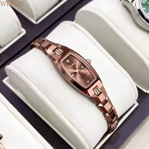 Đồng hồ đeo tay nữ WEETW, Đồng hồ thạch anh dây đeo bằng thép không gỉ thanh lịch dành cho nữ, Hình vuông nhỏ mỏng mỏng sang trọng Vòng đeo tay nữ