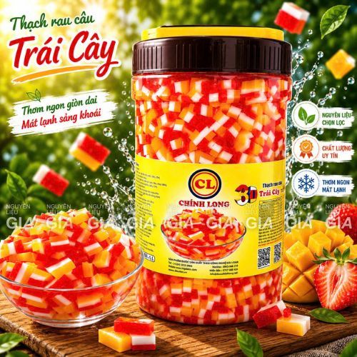 Thạch topping Chính Long hũ 2kg3 - THẠCH 3D TRÁI CÂY