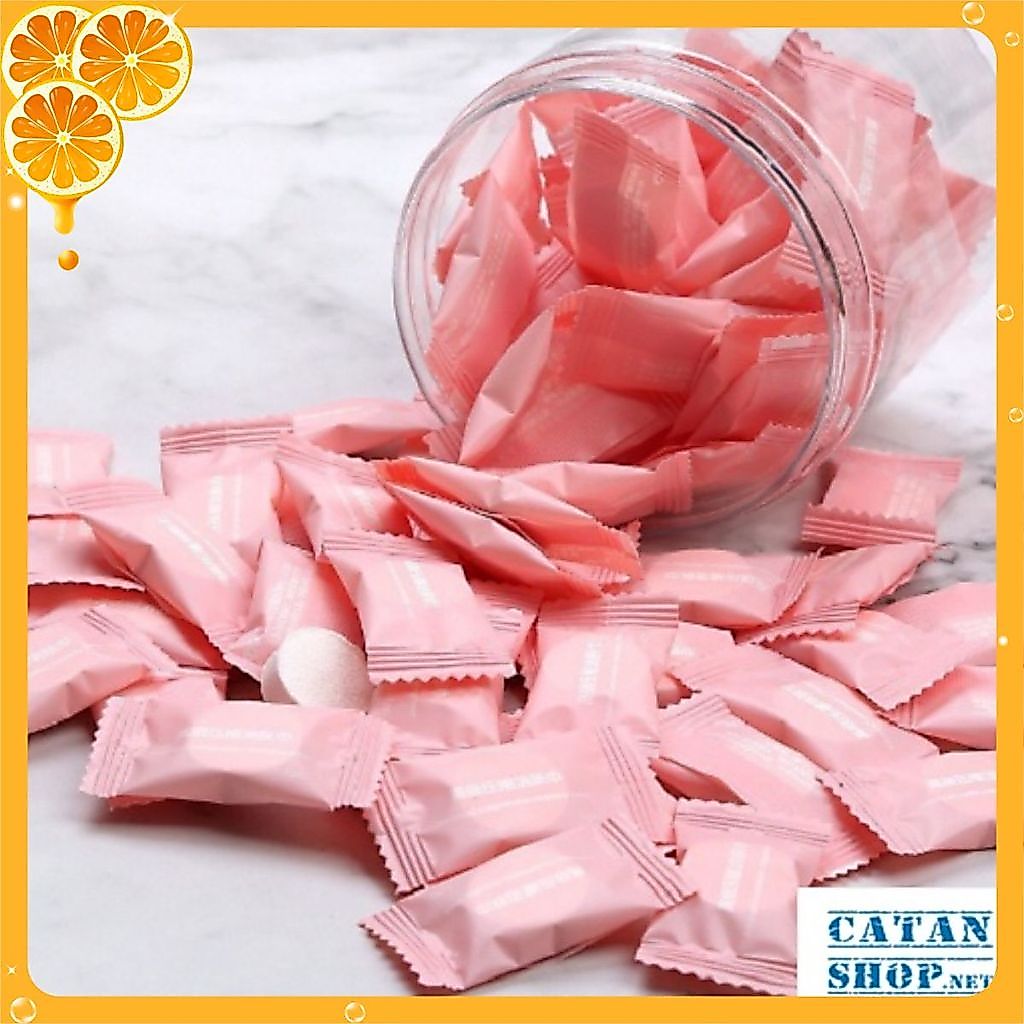 COMBO 100 VIÊN KHĂN GIẤY NÉN HÌNH VIÊN KẸO ĐỎ BỎ TÚI KHI ĐI DU LỊCH - Viên Khăn Lau Mặt Dạng Nén Dùng Một Lần Tiện Dụng