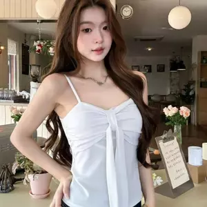 Mùa hè 2026 Kích thước lớn Pure Desire Camisole Nơ Thắt lưng đẹp Không tay Top Fat mm Cover Flesh Slimer Look Inner Wear Outer Wear Áo sơ mi đáy