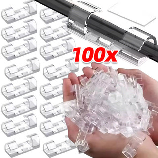 20 / 60 / 100 Cái Kẹp Cáp Dính Mạnh - Hộp Đựng Dây Dữ Liệu USB Trong Suốt Máy Tính Để Bàn Sắp Xếp