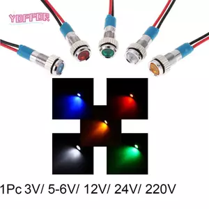 YOFFOR 1 Đèn báo kim loại LED Bảng điều khiển chống nước có dây 3V 5V 6V 9V 12V 24V 220V