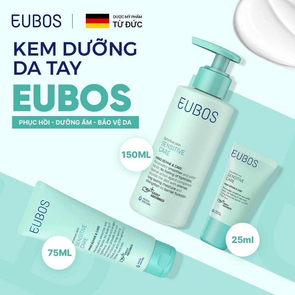 Combo 2 KEM Dưỡng Da Tay Và Móng EUBOS Giúp Mềm Mịn, Dưỡng Ẩm Tuýp 75ml X2