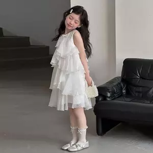 Phong cách mới mùa hè Phong cách Hàn Quốc Váy không tay xù không đều thời trang ngọt ngào