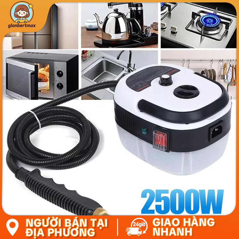 Máy làm sạch hơi nước 2500W 6 bánh có thể điều chỉnh áp suất cao & nhiệt độ Máy làm sạch hơi nước đa năng Máy làm sạch di động