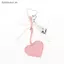 # HB # Bow Heart PU Móc Khóa Dành Cho Nữ Móc Chìa Khóa Dễ Thương Có Dây Móc Khóa Thời Trang Móc Khóa Quà Tặng Cho Bé Gái Túi Trang Trí Mặt Dây Chuyền.