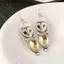 AqToCna Retro Bạc Barn Cú Tòn Ten Bông Tai Màu Vàng Tự Nhiên Citrine Inlay Mặc Hàng Ngày Dự Tiệc Quà Tặng Cho Womenn AqToCna