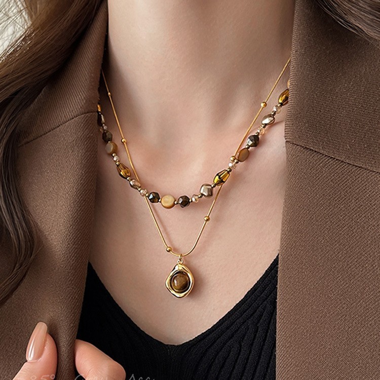 Vòng cổ thời trang bằng đá mắt hổ tự nhiên sang trọng