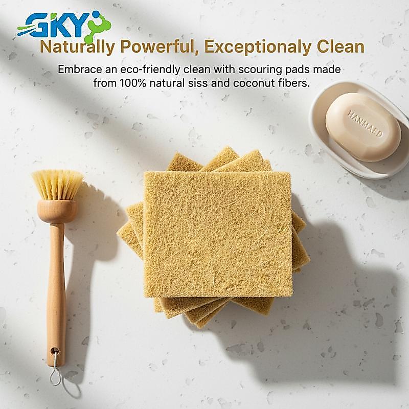 Miếng cọ rửa sợi dừa GKY 10 miếng đệm làm sạch hiệu suất cao không dệt có thể tái sử dụng cho nhà bếp gia đình và nồi bát đĩa Dụng cụ GKY