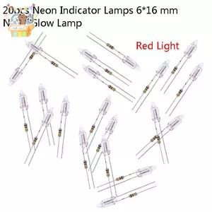 20 Đèn báo neon có điện trở được kết nối với 220V 6 * 16 mm Đèn phát sáng neon Đèn báo chính ELWW