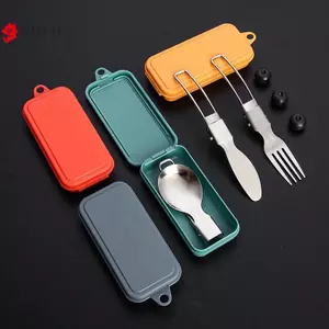 Muỗng Cắm Trại Có Thể Gập Lại Nĩa Flatware Bộ Dụng Cụ Cắm Trại Gấp Dã Ngoại Dao Kéo Dụng Cụ Muỗng Bộ Nĩa Có Hộp Bảo Quản VN