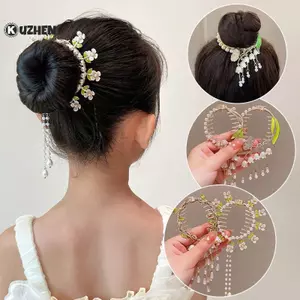 KUZHEN Thanh Lịch Lily Của Thung Lũng Hoa Ngọc Trai Kim Cương Giả sel Đuôi Ngựa Bule Tóc Bun Kẹp Tóc Nữ Bé Gái Phụ Kiện Tóc HOT