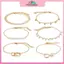MYPANDA 6 Cái / bộ Bộ Vòng Tay Boho Nữ Dép Lá Dây Xích Tròn Lắc Tay Trang Sức.