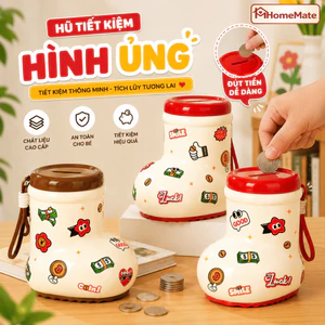 Ống Heo Tiết Kiệm HomeMate Hình Ủng Dễ Thương, Hộp Đựng Tiền Xu Cho Bé Tập Tiết KiệmmAn Toàn