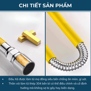 Vòi Nối Dài  - Lõi Van Thép Không Gỉ, 2 Chế Độ Xịt, Xoay 360° Tăng Áp