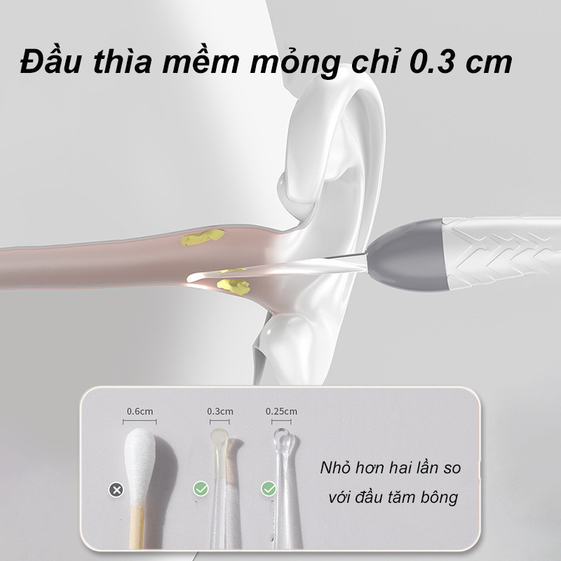 Bộ Lấy Ráy Tai Có đèn Led Thông Minh,Dụng Cụ Vệ Sinh Tai Có Đèn Led Bằng Silicon Mềm Cho Bé,Thiết Kế Dành Cho Trẻ Em