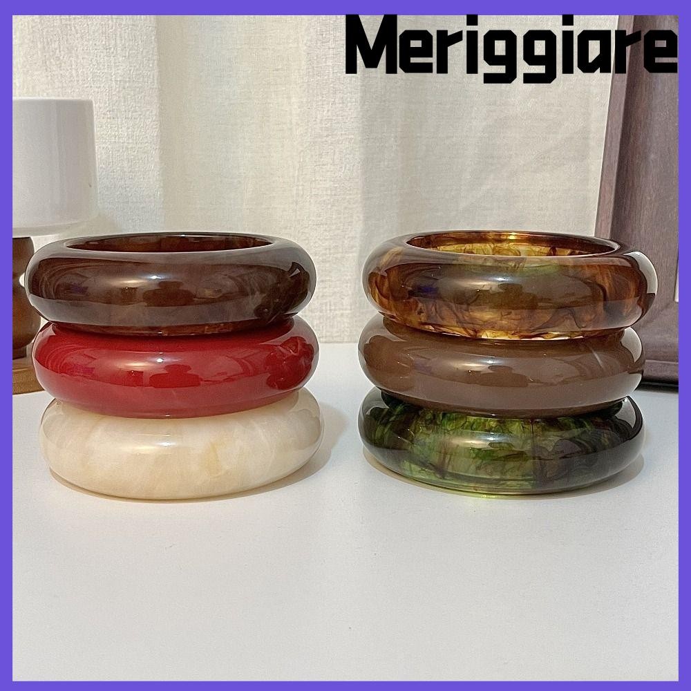 MERIGGIARE Chunky Bangles, Vòng tay cổ tay rộng tròn đầy màu sắc, Vòng tay nhựa dày khuếch đại thanh lịch
