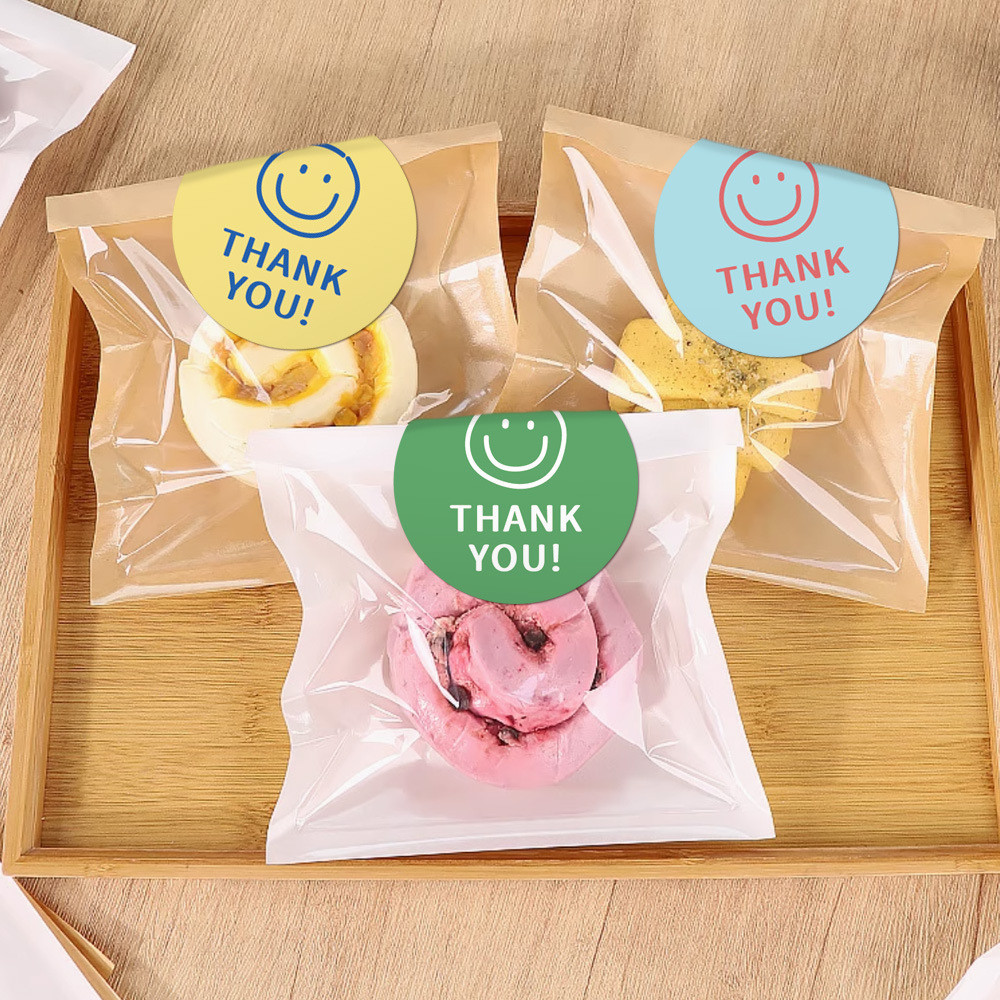 120 sticker thank you smile đa sắc dễ thương TE77 dán túi giấy thiệp quà gói kẹo trang trí sổ tay
