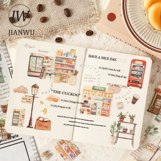 JIANWU Đó Là Một Chuyến Đi May Mắn Series Kawaii Du Lịch Phong Cảnh Chất Liệu Cắt Kéo Sổ Lưu Niệm PET Miếng Dán Sáng Tạo DIY Tạp Chí Văn Phòng Phẩm