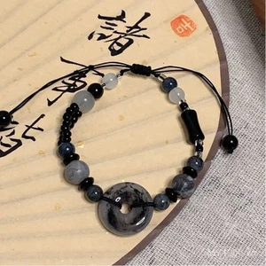 Vòng tay đính cườm màu đen phong cách Trung Quốc, cao cấp dành cho nữ