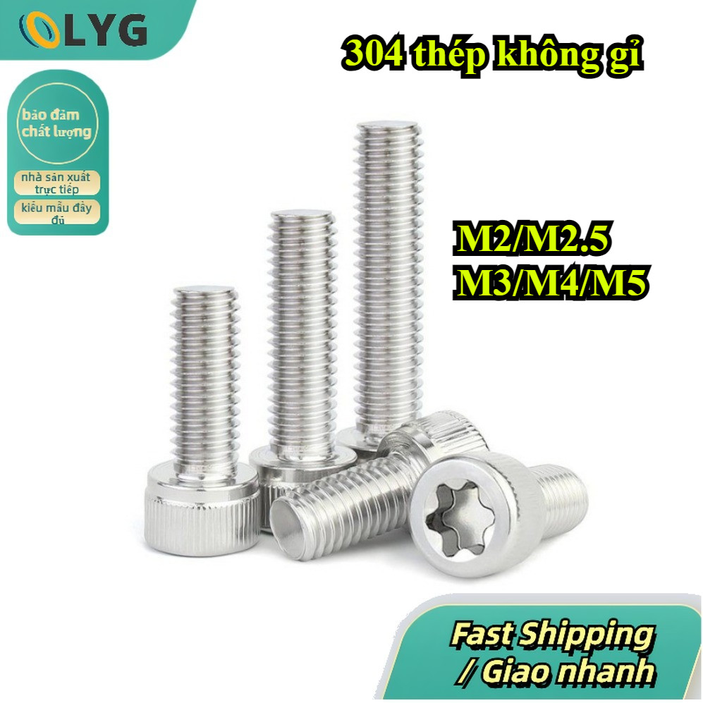Vít chống trộm lỗ Torx inox 304 Đầu cốc Ổ cắm lục giác Vít Bu lông đầu ...