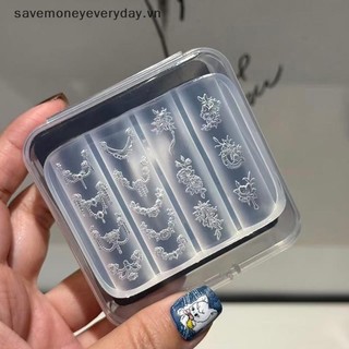 [savemoneyeveryday] Dây chuyền hoa móng tay bằng silicon trong suốt Khắc nơ Khuôn trang trí móng tay Thiết kế DIY Tấm dập lập thể Dụng cụ làm móng tay [vn]