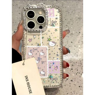 Ốp Điện Thoại Thích Hợp Cho iPhone Flash Kim Cương kt Ống Kính Tai Thích Hợp Cho iPhone16promax Vỏ Điện Thoại Cảm Giác Cao Cấp iPhone15 / 14 / 13 / 12 / 16 Vỏ Bảo Vệ KZHJ