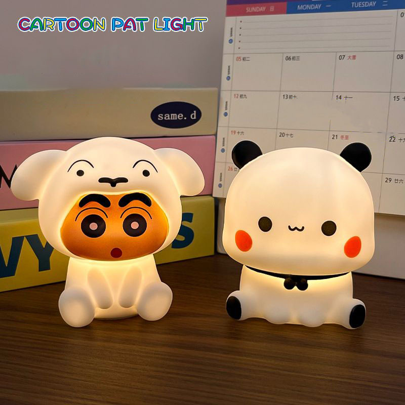 Crayon Shin-Chan Panda Yier Bubu Đèn Ngủ Phát Sáng Đồ Chơi Dễ Thương Đèn Ngủ Sinh Nhật Trẻ Em Quà Tặng Giáng Sinh