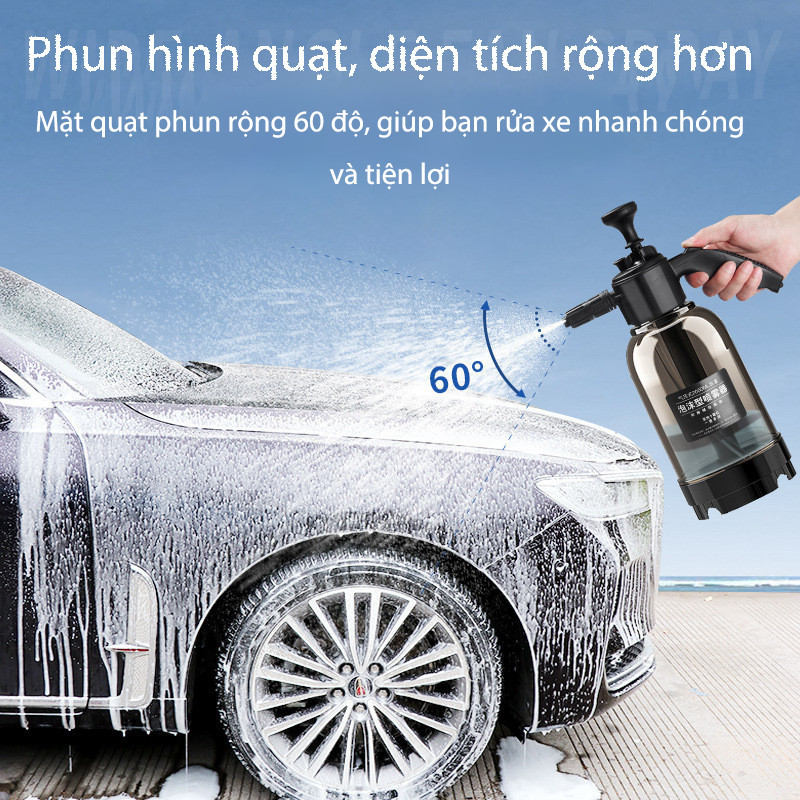 Bình phun tạo bọt cầm tay, Bình xịt tạo bọt tuyết rửa xe cầm tay, Tạo Bọt Nhiều, dung tích 2 lít