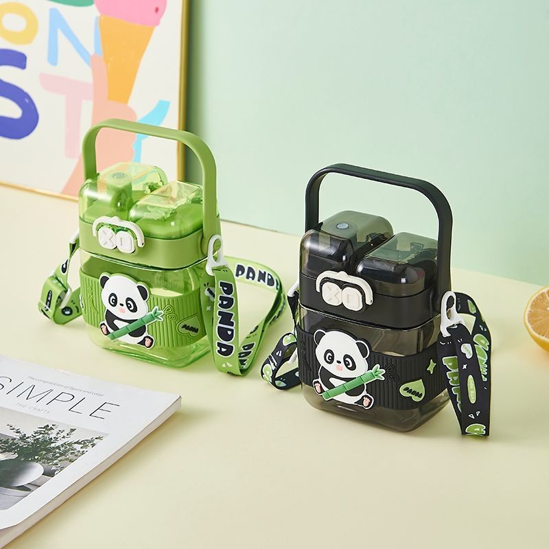 Trẻ Em Cốc Nước Hoạt Hình Phong Cách Mới Ống Hút Cốc Bình Nước Cho Bé Học Sinh Tiểu Học Mẫu Giáo Đôi Cốc Uống Dây Di Động 2PDQ