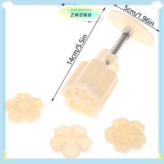 ZMONH 4 Cái / bộ Khuôn Bánh Trung Thu Hoa Anh Đào Hoa Họa Tiết Tem Tay Bấm Khuôn Pít Tông Bánh Ngọt Dụng Cụ