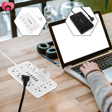 Dải nguồn bảo vệ chống sét 17 trong 1 Dải nguồn treo tường có khả năng chống sét Dải nguồn cắm phẳng có cổng USB SHOPSKC1845