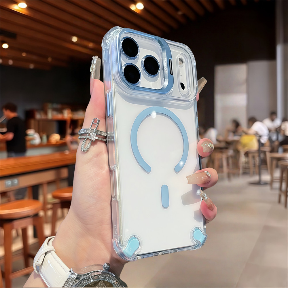 Giá đỡ bảo vệ Camera Vỏ điện thoại từ tính cho iPhone 17 Pro Max Air 16 13 14 15 pro max 16 plus Bảo vệ ống kính chống rơi Vỏ cứng bảo vệ điện thoại