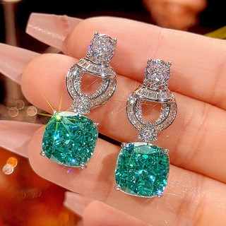 Trang sức nữ phong cách mới, đáy đồng mạ vàng mô phỏng tổ chim với đá xanh chính 12x12