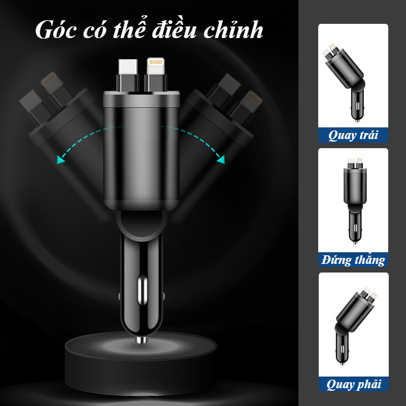 Tẩu Sạc Ô Tô 120W Đa Năng - 4 Cổng Sạc Cùng Lúc, Đèn LED Báo Hiệu, Sạc Nhanh An Toàn