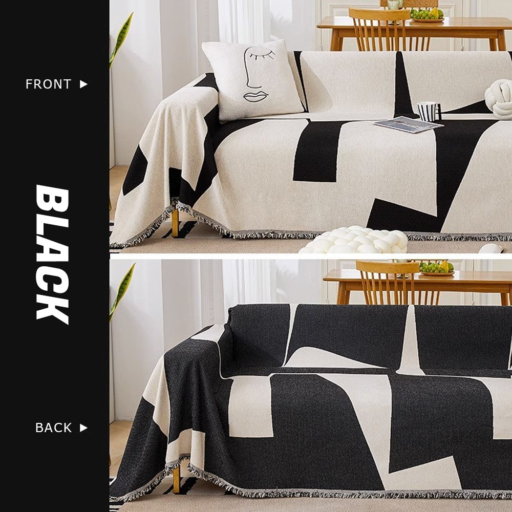 Chăn sofa Chenille vuông hình học hiện đại mới, Đệm sofa đa năng chống trượt, Vỏ bọc ghế sofa hình chữ L có thể giặt được cho phòng khách