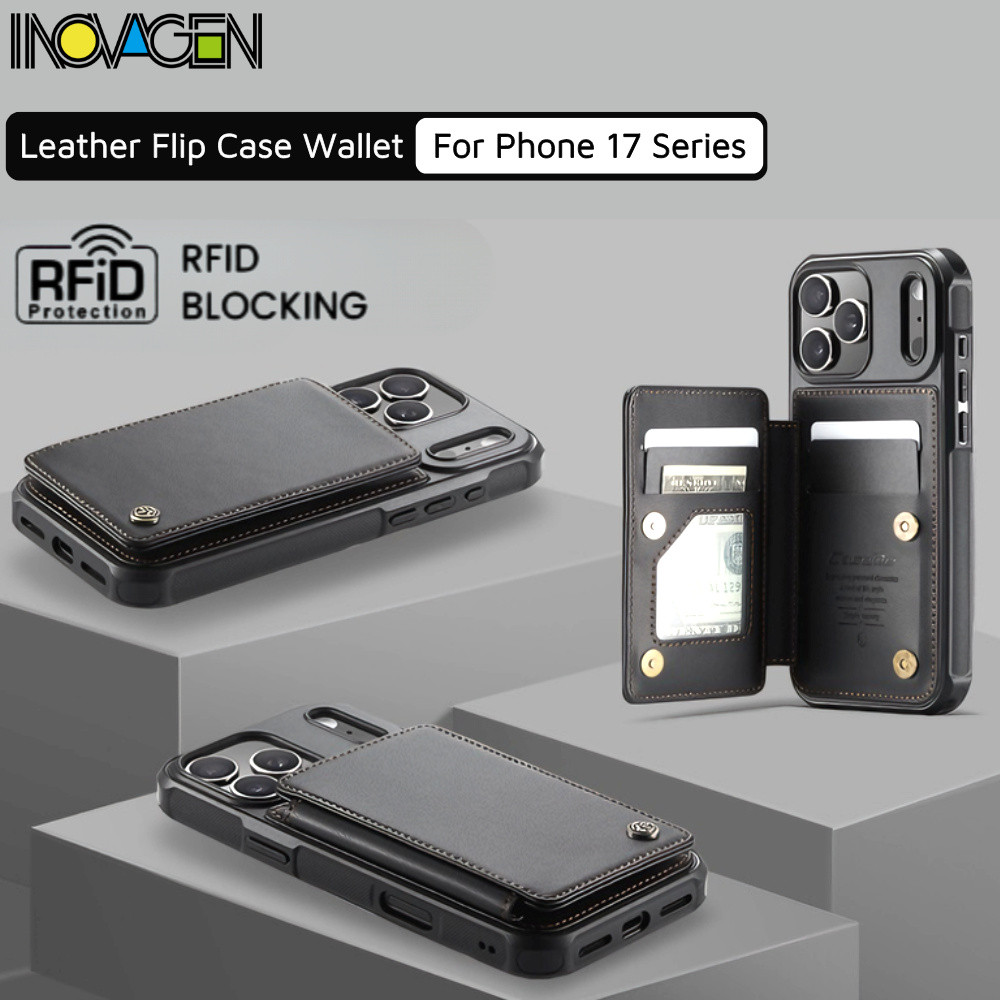 INOVAGEN Cho Điện Thoại 17 Ví Da Có Khe Cắm Thẻ, Vỏ Điện Thoại RFID Cho Dòng 17Pro 17ProMax, Nhiều Màu Chống Sốc