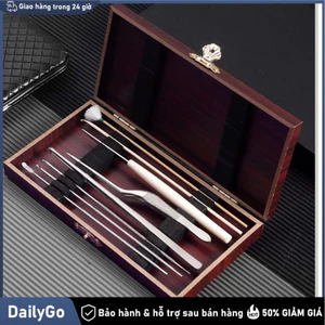 Bộ Lấy Ráy Tai Đa Năng 9 Món Bằng Thép Không Gỉ, Nhíp Và Móc Ráy Tai Đủ Kích Cỡ, Đựng Trong Hộp Kim Loại Gọn Gàng