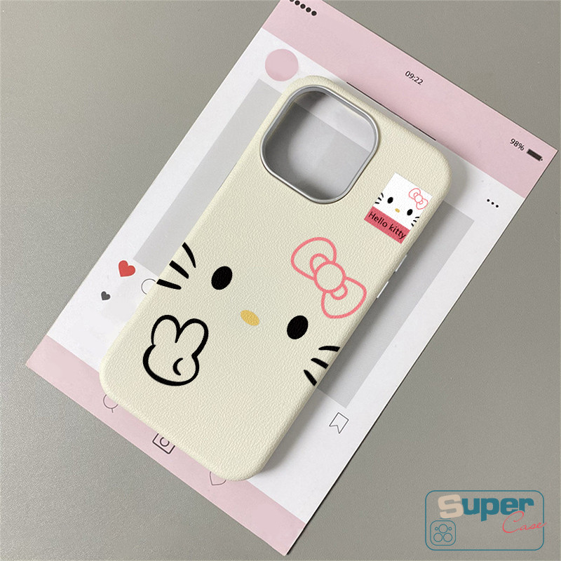 Ốp Lưng Tương Thích Cho iPhone 16 11 13 15 12 14 Pro Max 14 16 15 13 12 Pro XR X XS Max Thời Trang Ngọt Ngào Dễ Thương Hello Kitty Nơ Da Họa Tiết