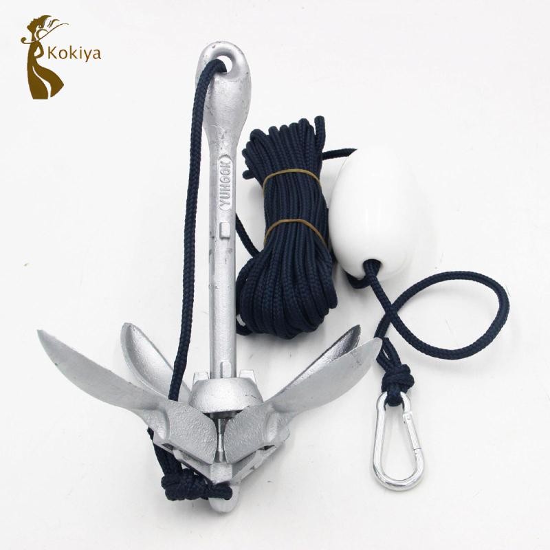 3.5lb Thuyền Neo Gấp Grapnel Neo Bộ Chống Rỉ Mạ Kẽm Với 12 Mét Dây Cho Câu Cá Kayak Phụ Kiện