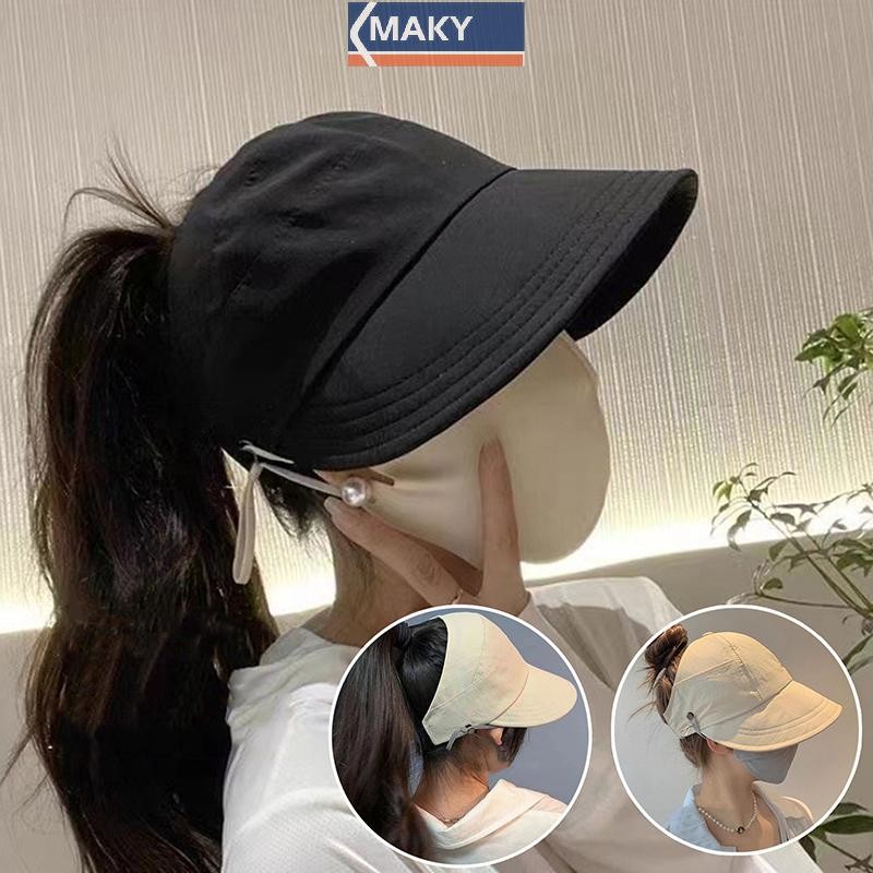 Onetimingcool Có Thể Gập Lại Vành Rộng Đuôi Ngựa Mũ Chống Nắng Cho Nữ Chống Tia UV Mũ Che Nắng Nữ Giải Trí Có Thể Điều Chỉnh Bãi Biển Ngoài Trời Người Cá Mũ VN