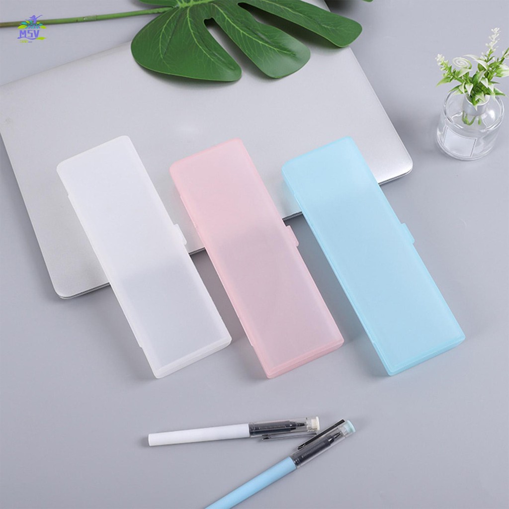 Hộp bút chì mờ trong suốt có hộp đựng bút chì đóng cửa cho trường học Phụ kiện văn phòng phẩm văn phòng phẩm