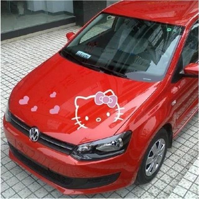Hello kitty Xe Miếng Dán Hoạt Hình Dễ Thương Vòng Hoa Mặt Trước Thân Miếng Dán Trang Trí Xe Hơi Chống Thấm Nước