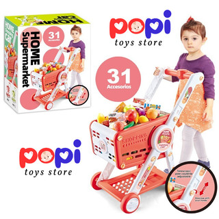 Đồ Chơi Xe Đẩy Siêu Thị Cỡ Lớn, Kèm Hoa Quả 31–42 Chi Tiết – Chất Liệu ABS Cao Cấp An Toàn Cho Bé