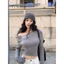 Milyfashion Pure Desire Ren Khâu Dây Áo Thun Nữ Đầu Thu Thiết Kế Cảm Giác Slim-fit Bên Trong Ngắn Top Bé tee